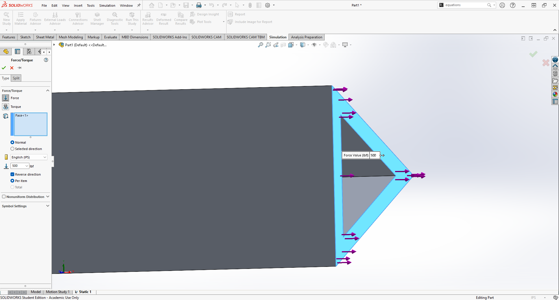Loaded End of the Beam in FEA